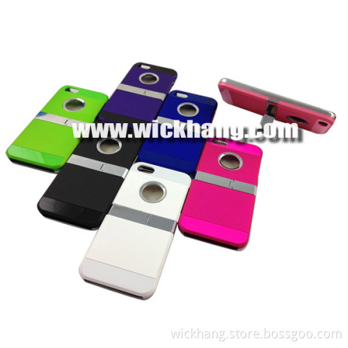 Deluxe Chrome Rubberized Hard Case with Stand for iPhone 5 (WH-CAI5H006)